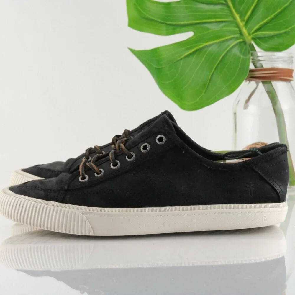 Frye Mens Miller Sneaker Size 9.5 Black Nubuck Casual Lace Up Shoe Low Top - Picture 8 of 12
